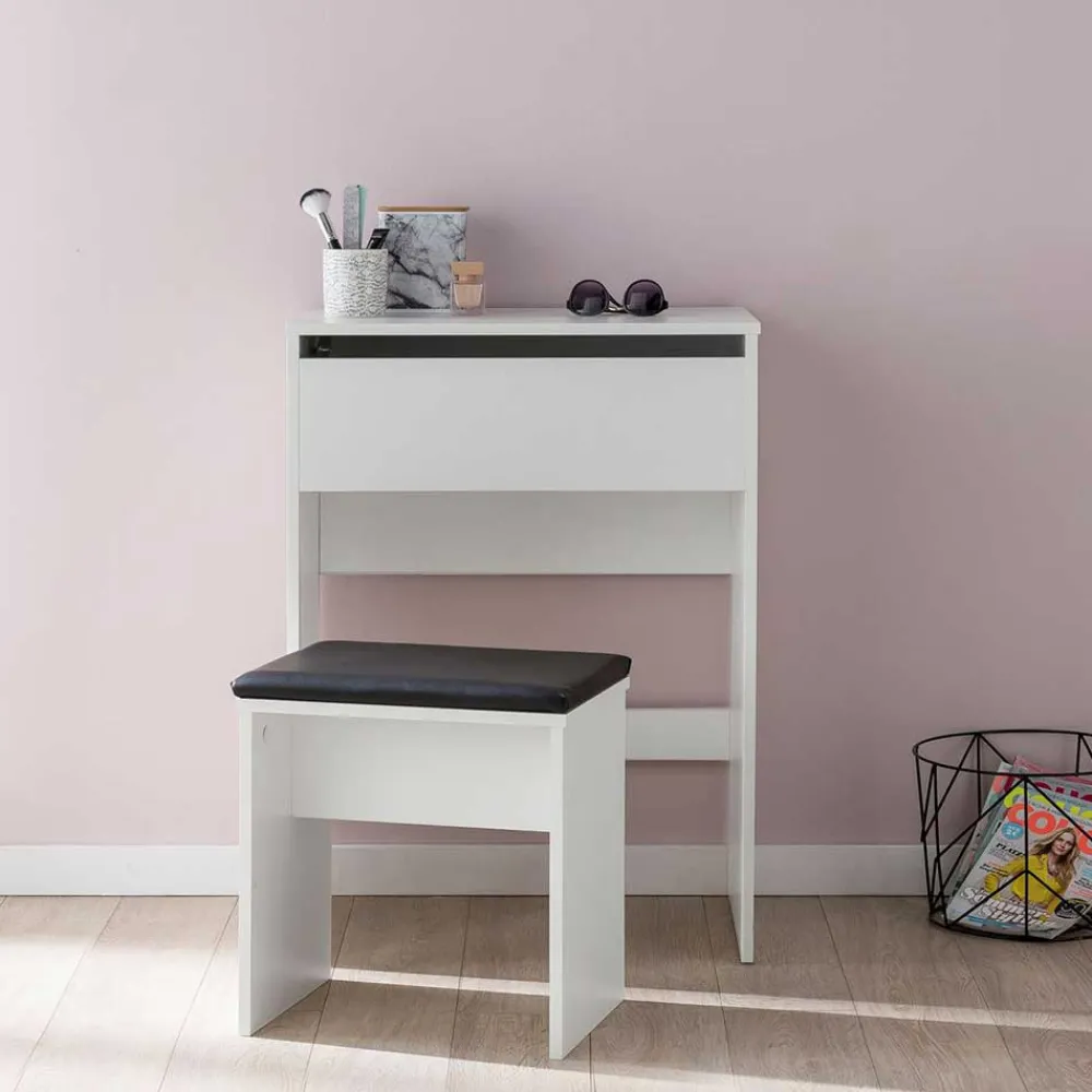 Wohnen Weißer Schminktisch & Hocker - Toprino (zweiteilig)