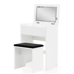 Wohnen Weißer Schminktisch & Hocker - Toprino (zweiteilig)