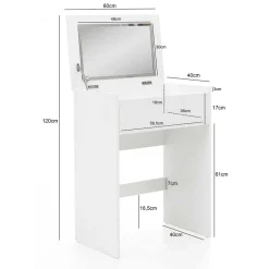 Wohnen Weißer Schminktisch & Hocker - Toprino (zweiteilig)