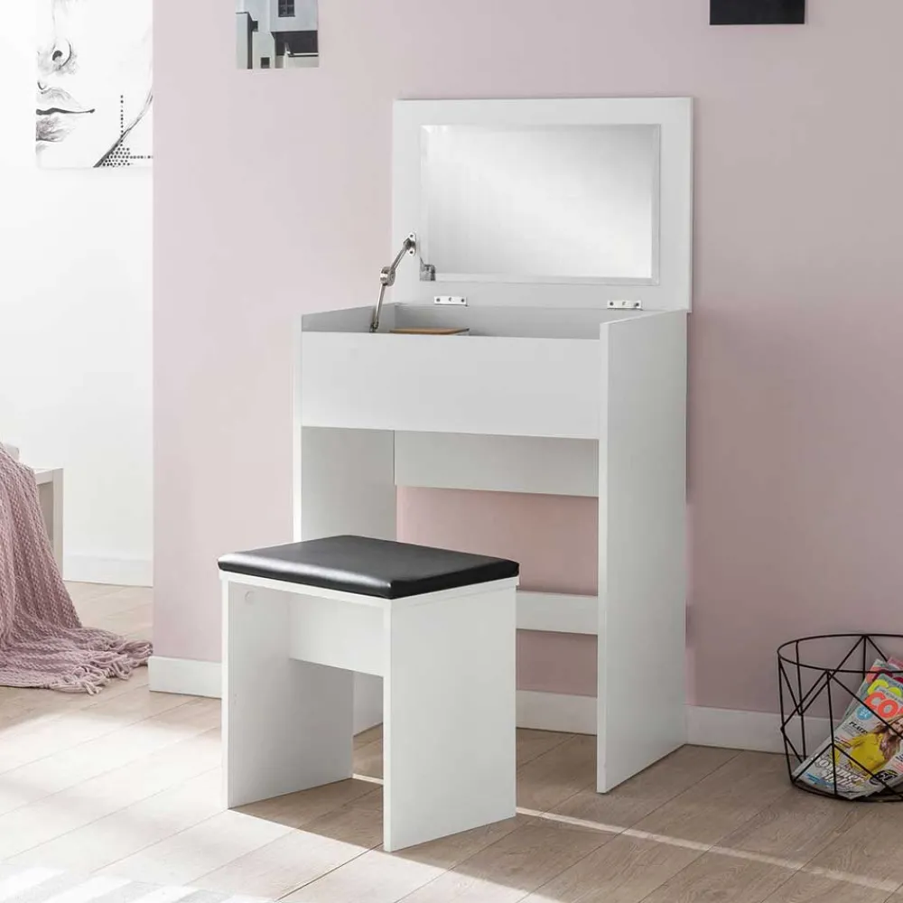 Wohnen Weißer Schminktisch & Hocker - Toprino (zweiteilig)