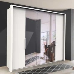 Wohnen Weißer Schrank fürs Schlafzimmer mit Spiegeln - Donpiave