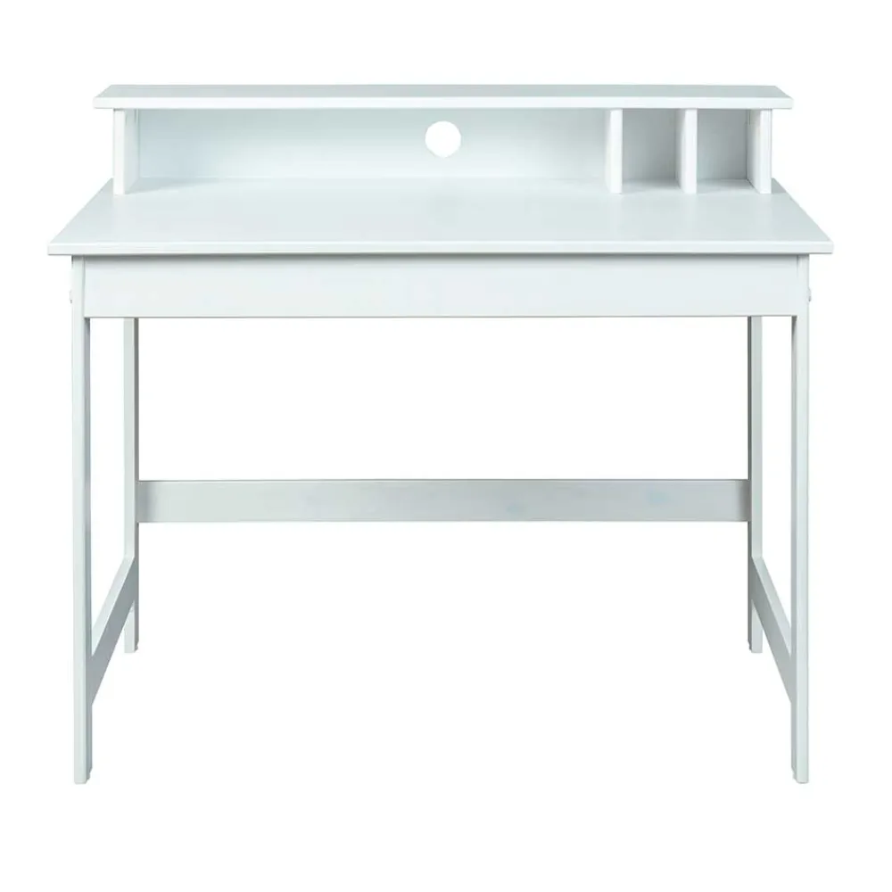 Wohnen Weißer Schreibtisch mit Aufsatz & Truhe - Stanford