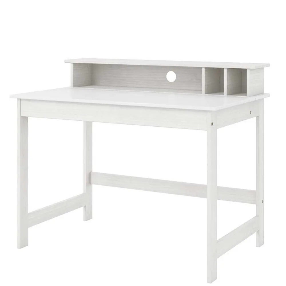 Wohnen Weißer Schreibtisch mit Aufsatz & Truhe - Stanford