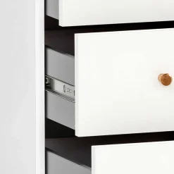 Wohnen Rollcontainer*Weißer Schreibtisch-Rollcontainer mit Holzgriffen - Obtin