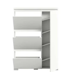 Wohnen Weißer Schuhklappen-Schrank mit drei Klappen - Dany