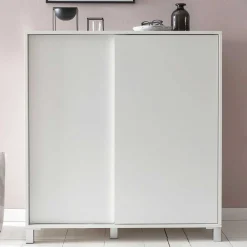 Wohnen Weißer Schuhschrank mit praktischen Schiebetüren - Hank