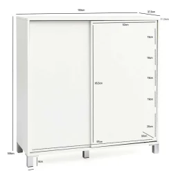 Wohnen Weißer Schuhschrank mit praktischen Schiebetüren - Hank