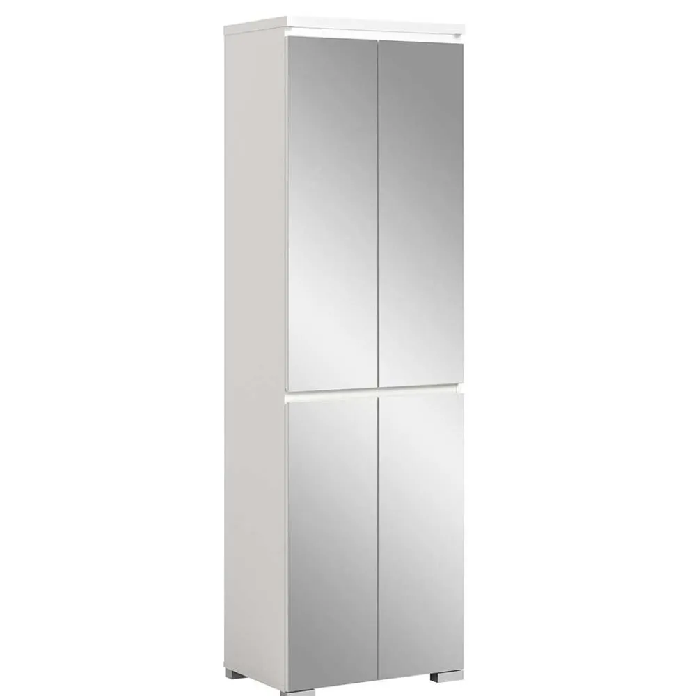 Wohnen Weißer Schuhschrank mit vier Spiegeltüren - Dany