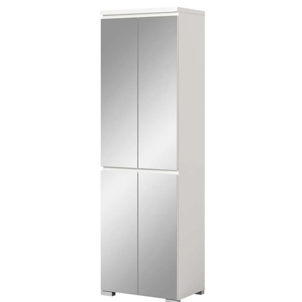 Wohnen Weißer Schuhschrank mit vier Spiegeltüren - Dany