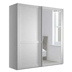 Wohnen Schränke|Kleiderschränke*Weißer Schwebetüren-Schrank mit Spiegel - Flinn