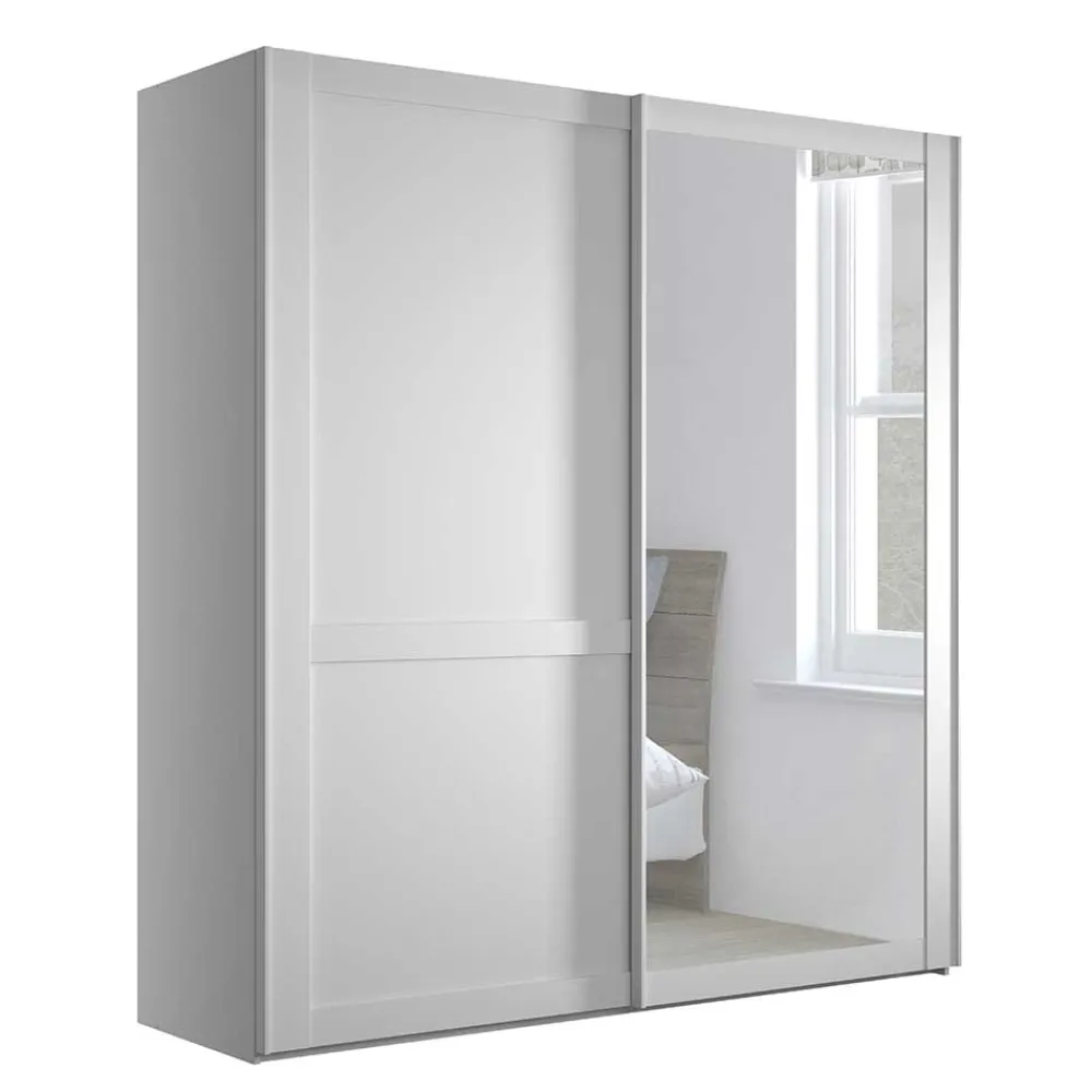 Wohnen Schränke|Kleiderschränke*Weißer Schwebetüren-Schrank mit Spiegel - Flinn