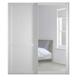 Wohnen Schränke|Kleiderschränke*Weißer Schwebetüren-Schrank mit Spiegel - Flinn