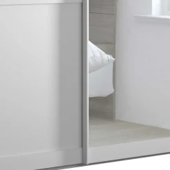 Wohnen Schränke|Kleiderschränke*Weißer Schwebetüren-Schrank mit Spiegel - Flinn