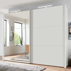 Wohnen Weißer Schwebetürenschrank mit Spiegel links - Elenya