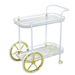 Wohnen Weißer Servierwagen mit Spiegelglas - Charon