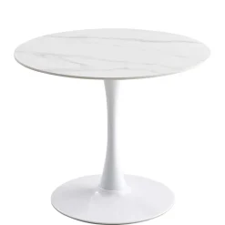 Wohnen Weißer Sinterstein Tisch mit Trompetenfuß - Glamour