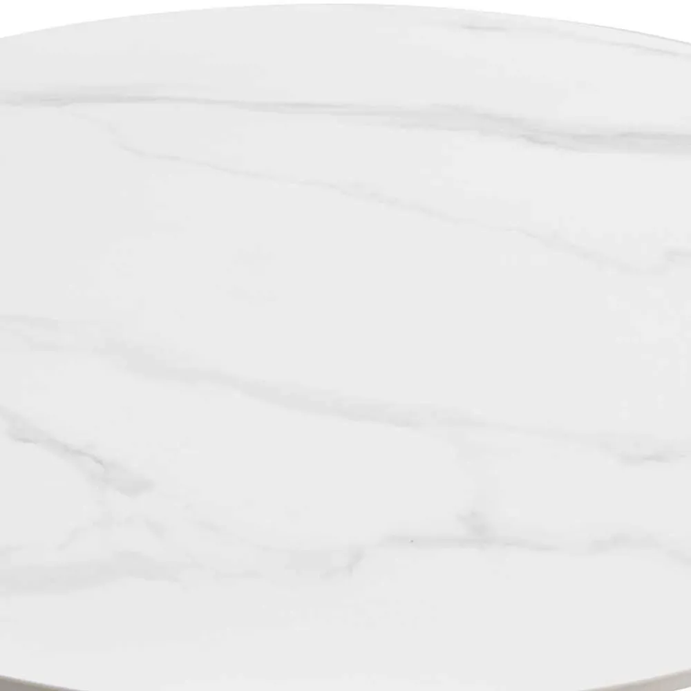 Wohnen Weißer Sinterstein Tisch mit Trompetenfuß - Glamour