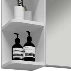 Wohnen Weißer Spiegelschrank mit seitlichen Regalen - Huanga