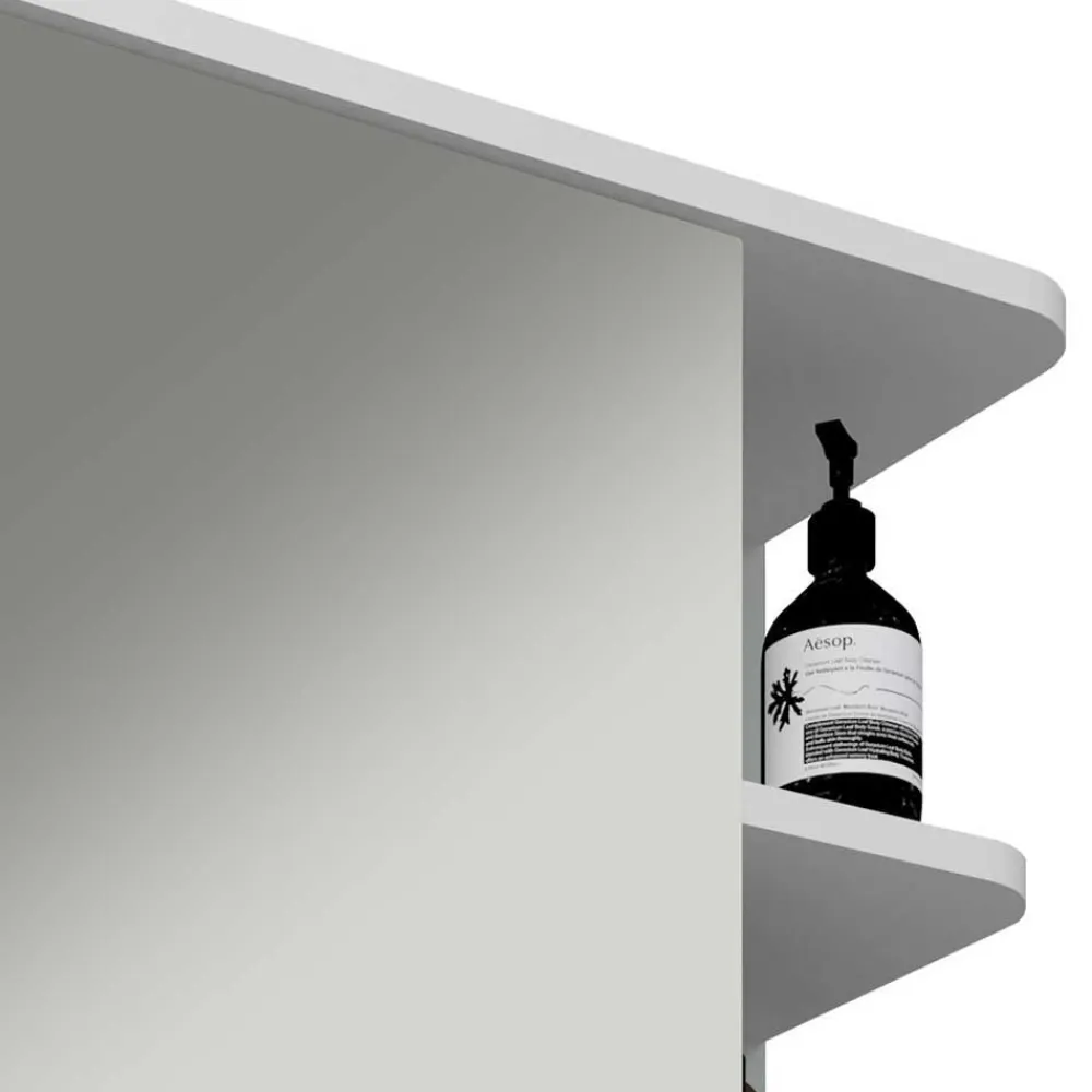 Wohnen Weißer Spiegelschrank mit seitlichen Regalen - Huanga