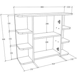Wohnen Weißer Spiegelschrank mit seitlichen Regalen - Huanga