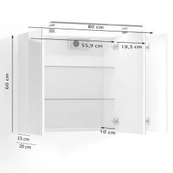 Wohnen Bad-Spiegelschränke*Weißer Spiegelschrank mit LED Licht - 3-türig - Rumanian