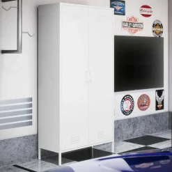 Wohnen Weißer Universalschrank aus Metall - Elyett