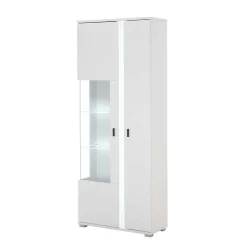 Wohnen Weißer Vitrinenschrank mit LED Beleuchtung - Tirol