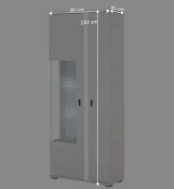 Wohnen Weißer Vitrinenschrank mit LED Beleuchtung - Tirol