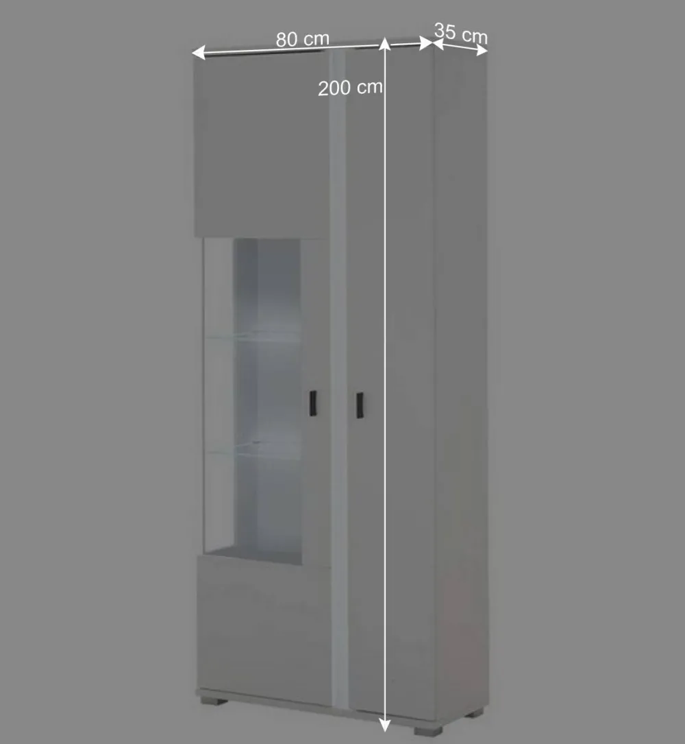 Wohnen Weißer Vitrinenschrank mit LED Beleuchtung - Tirol