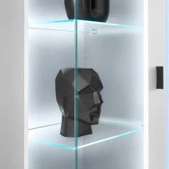 Wohnen Weißer Vitrinenschrank mit LED Beleuchtung - Tirol