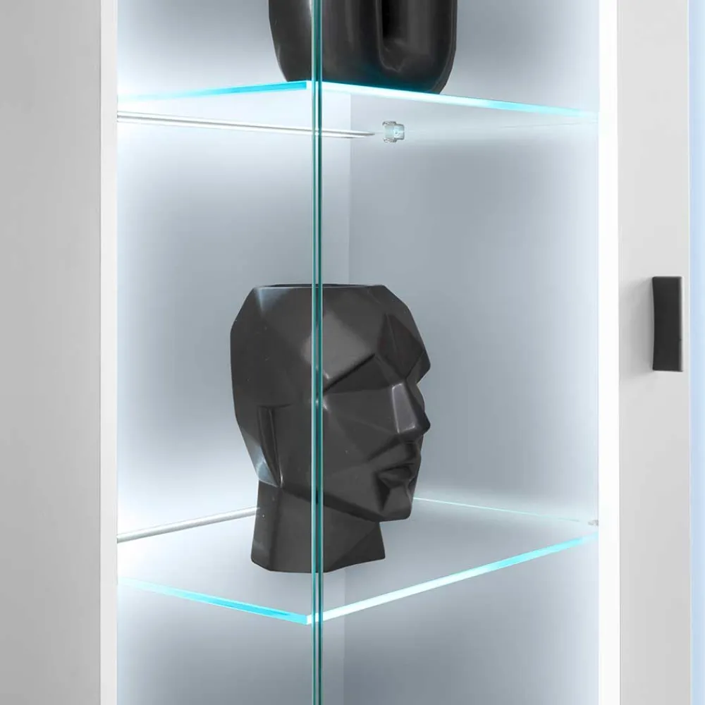 Wohnen Weißer Vitrinenschrank mit LED Beleuchtung - Tirol