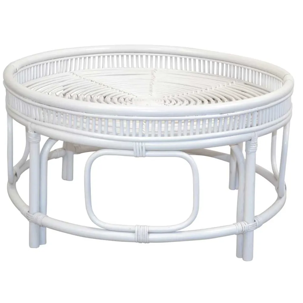 Wohnen Weißer Wohnzimmertisch aus Rattan - Lovran