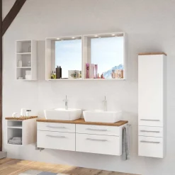 Wohnen Weißes Bad Set mit Doppelwaschtisch - Enwicos I (sechsteilig)