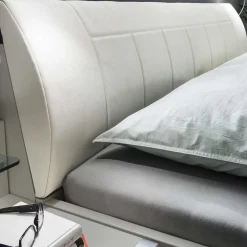 Wohnen Weißes Bett mit Kunstleder-Kopfteil - Rocca