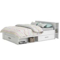 Wohnen Weißes Bett 160x200 cm mit Stauraum - Monja