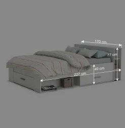Wohnen Weißes Bett 160x200 cm mit Stauraum - Monja