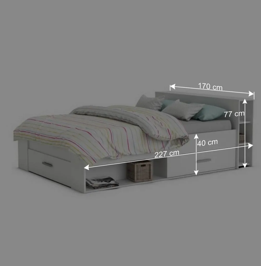 Wohnen Weißes Bett 160x200 cm mit Stauraum - Monja