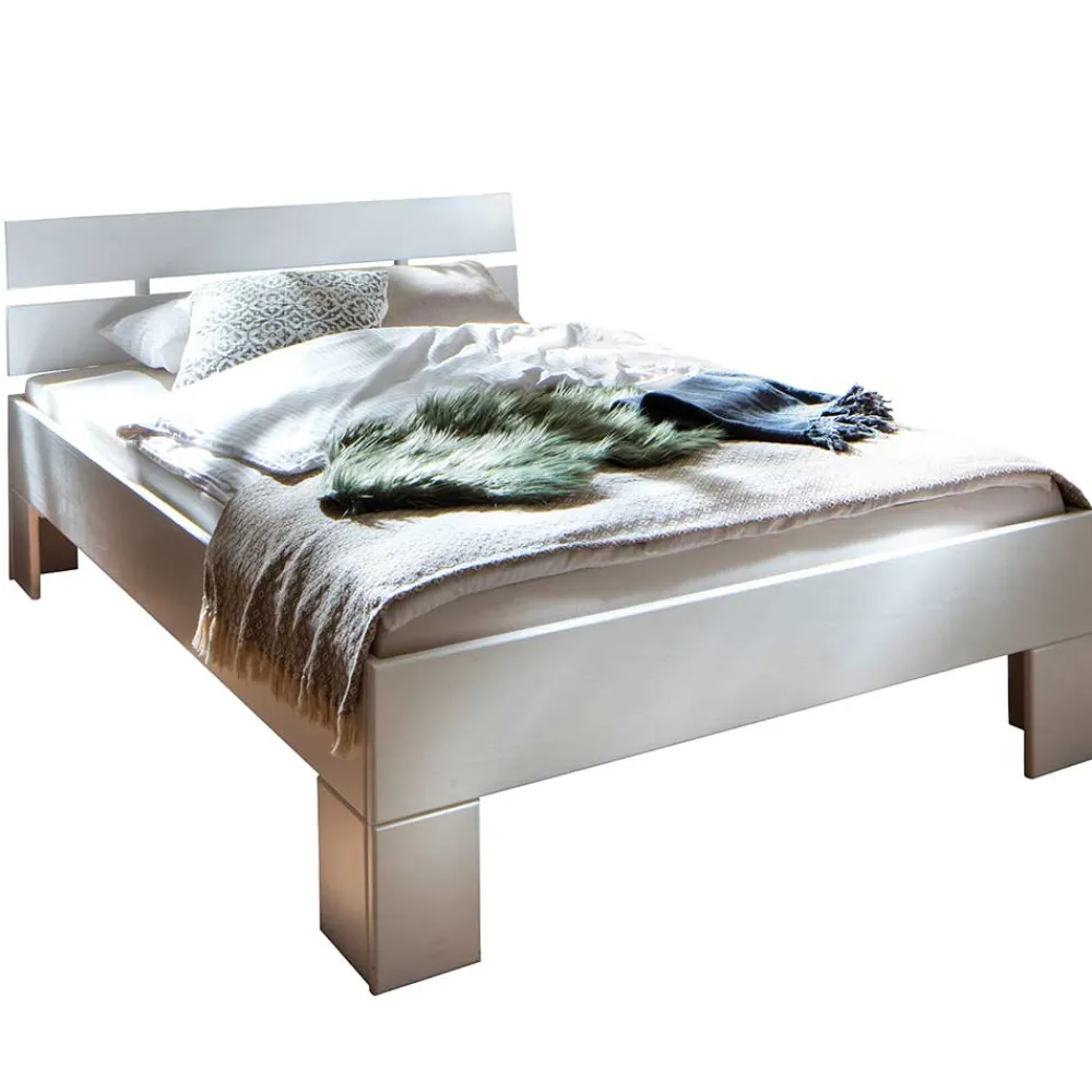 Wohnen Weißes Bettgestell aus Fichte Massivholz - Snoudy