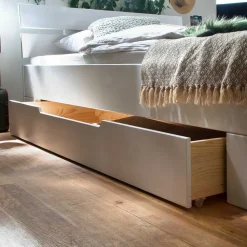 Wohnen Weißes Bettgestell aus Fichte Massivholz - Snoudy