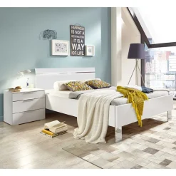 Wohnen Weißes Bettgestell mit Chrom - Vronica