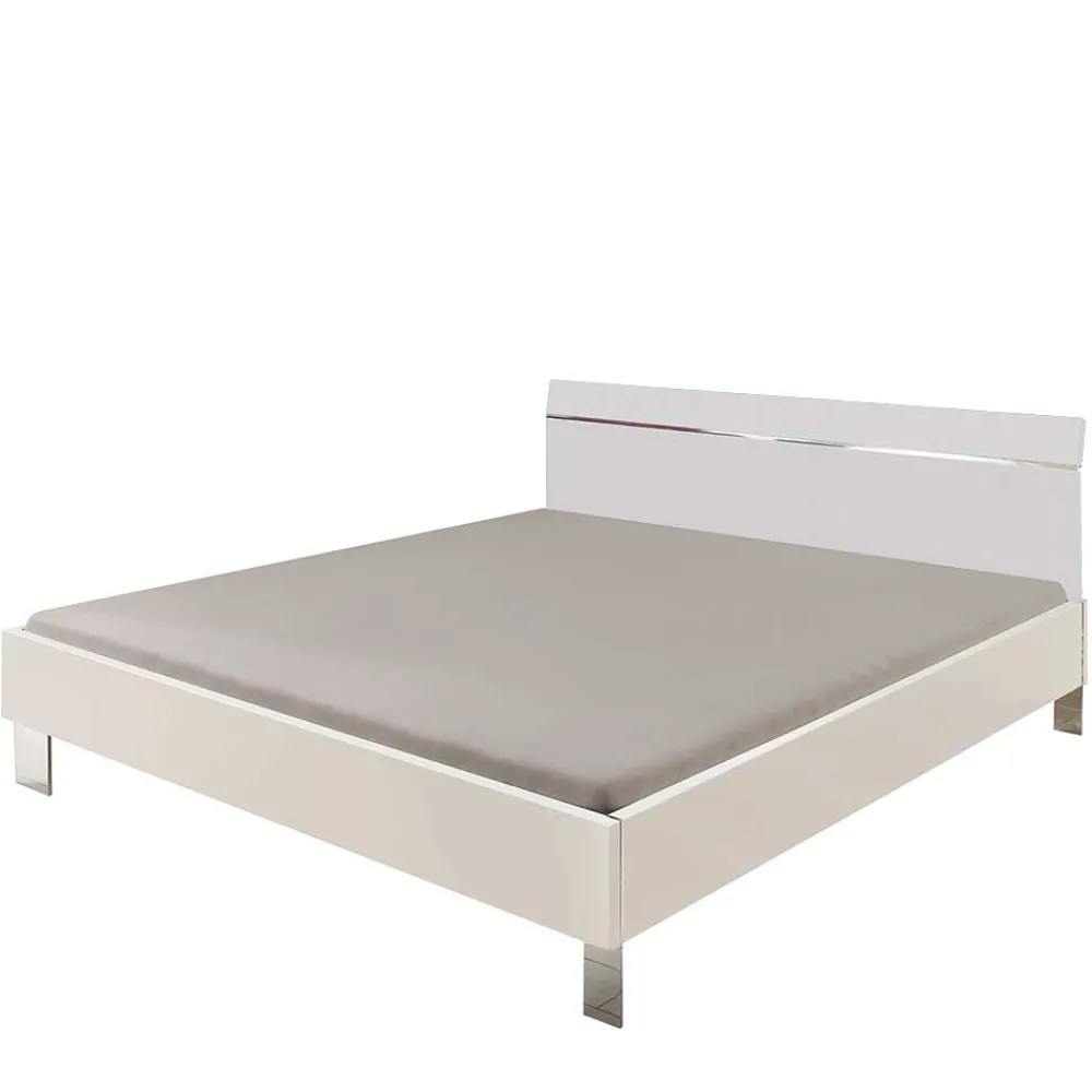 Wohnen Weißes Bettgestell mit Chrom - Vronica