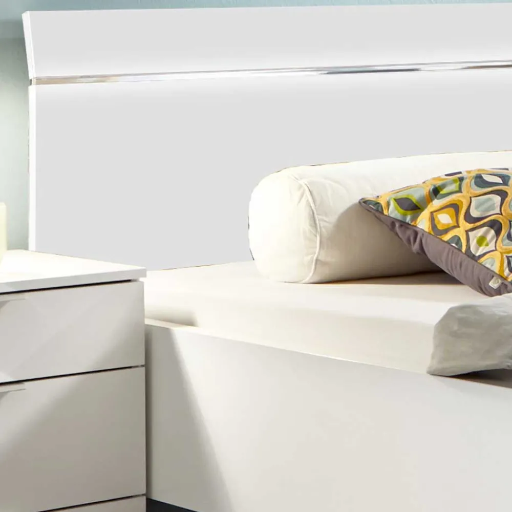 Wohnen Weißes Bettgestell mit Chrom - Vronica