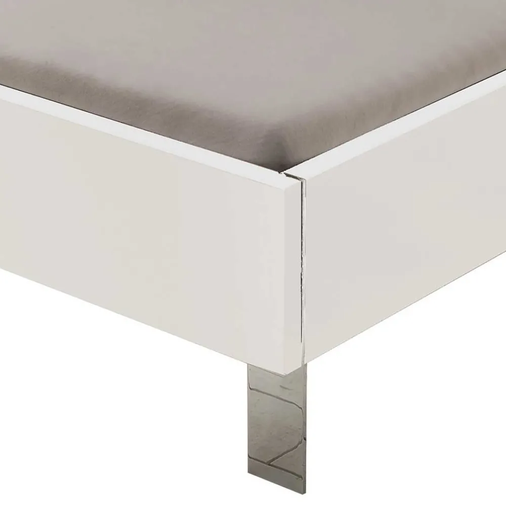 Wohnen Weißes Bettgestell mit Chrom - Vronica