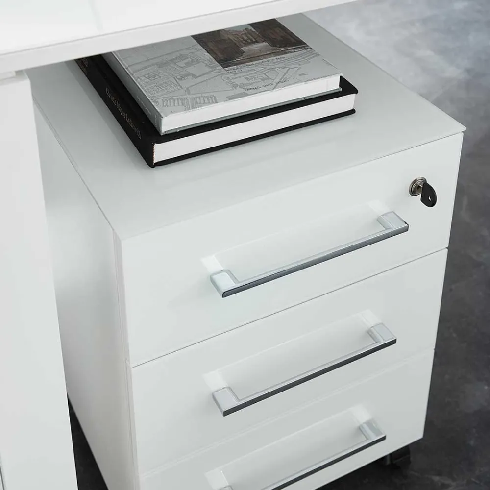 Wohnen Bürotische*Weißes Büromöbel Set mit Schreibtisch - Fidania (zweiteilig)