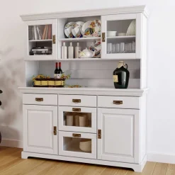 Wohnen Massivholzmöbel|Schränke*Weißes Buffet Schrank aus Kiefer massiv - Akbelev