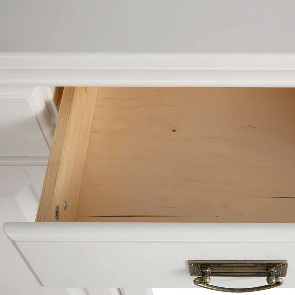 Wohnen Massivholzmöbel|Schränke*Weißes Buffet Schrank aus Kiefer massiv - Akbelev