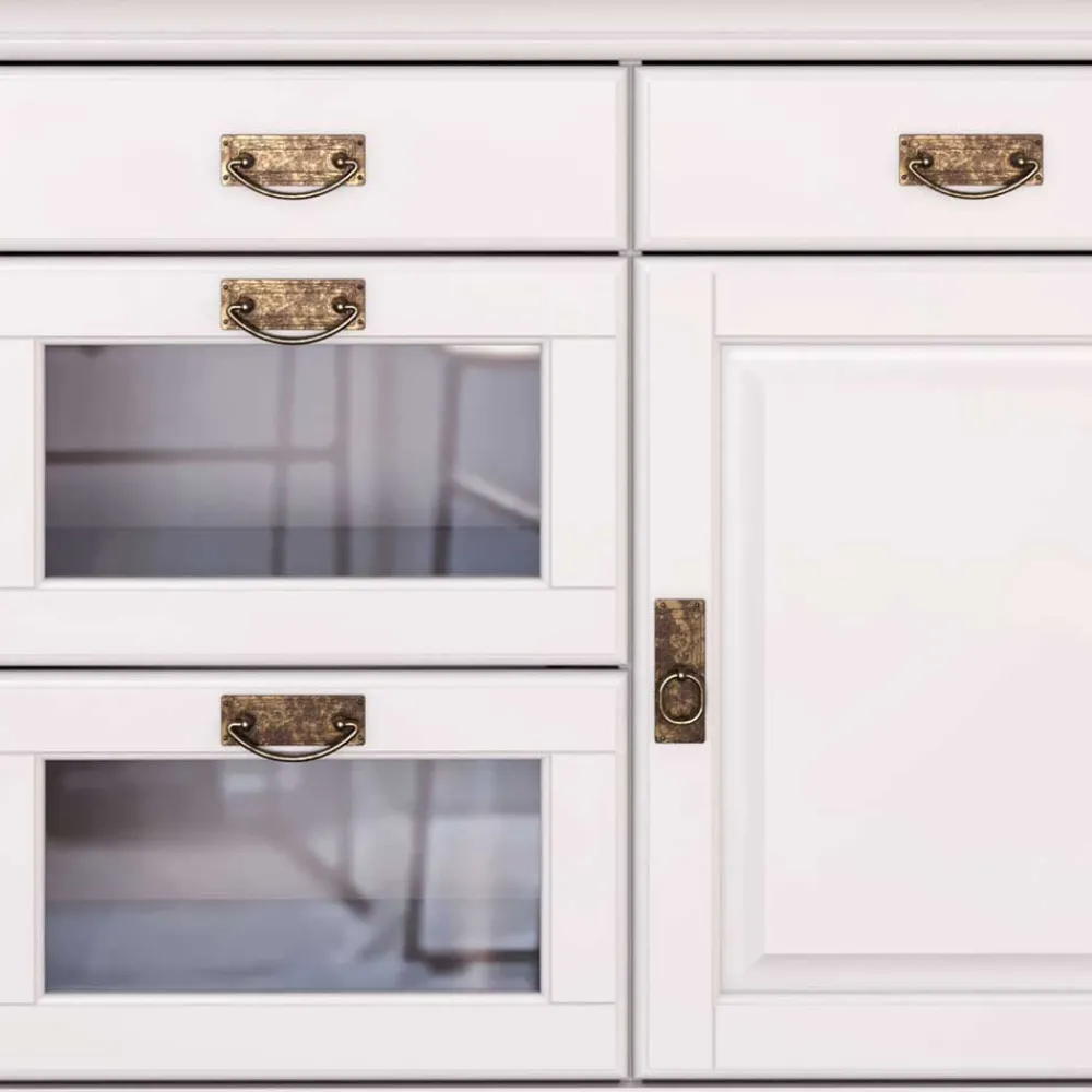 Wohnen Massivholzmöbel|Schränke*Weißes Buffet Schrank aus Kiefer massiv - Akbelev