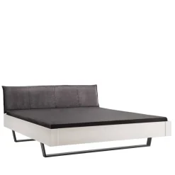 Wohnen Weißes Designbett mit Stoff-Kopfteil - Fanos