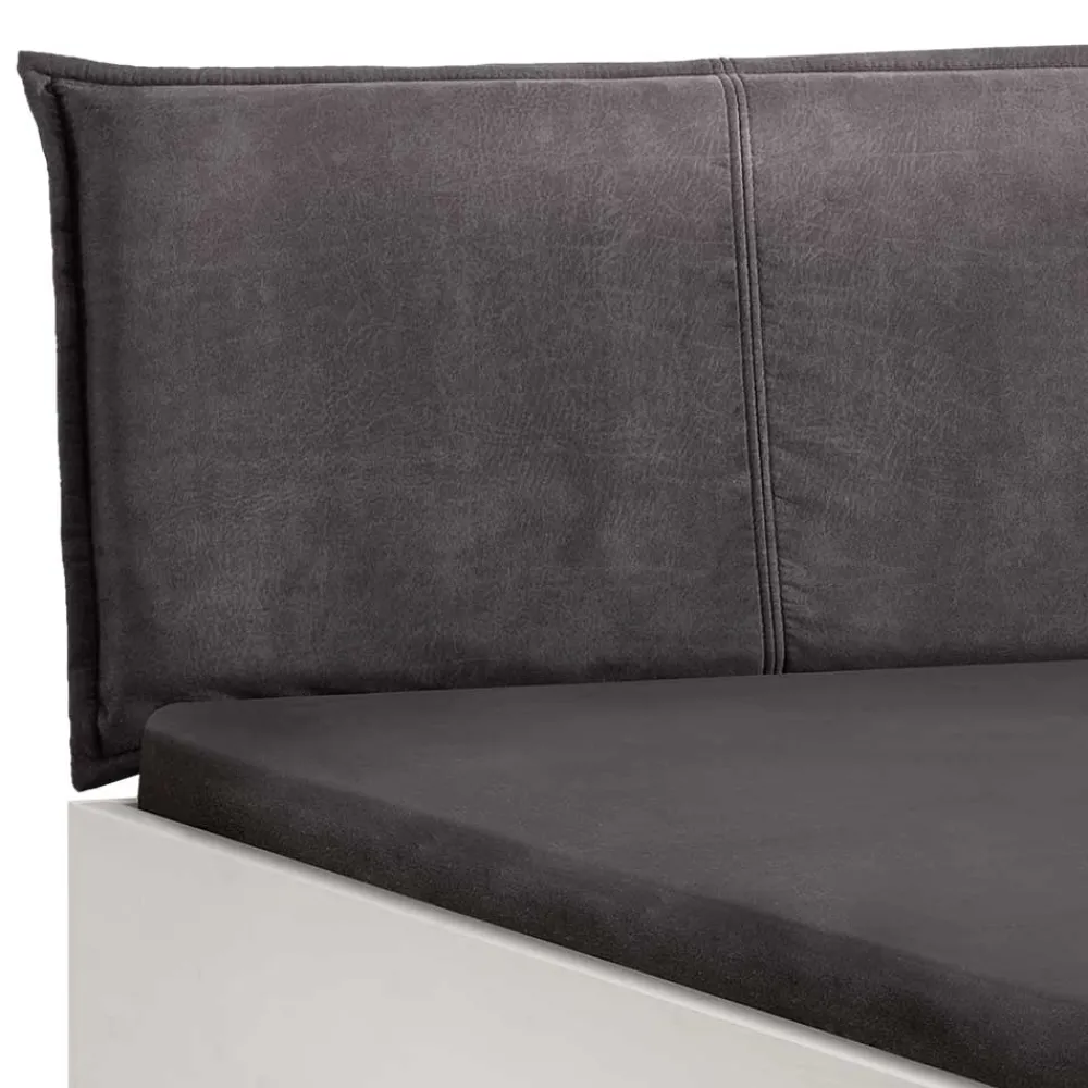 Wohnen Weißes Designbett mit Stoff-Kopfteil - Fanos