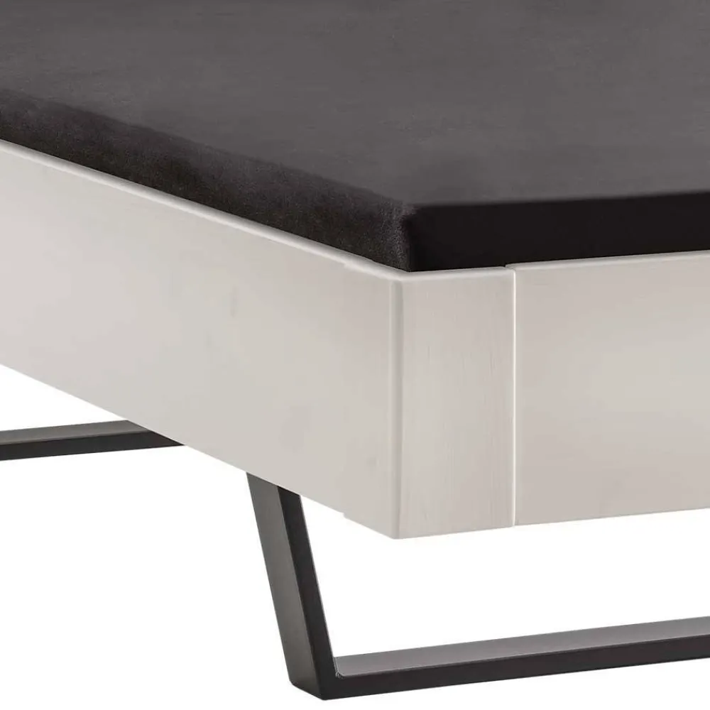 Wohnen Weißes Designbett mit Stoff-Kopfteil - Fanos